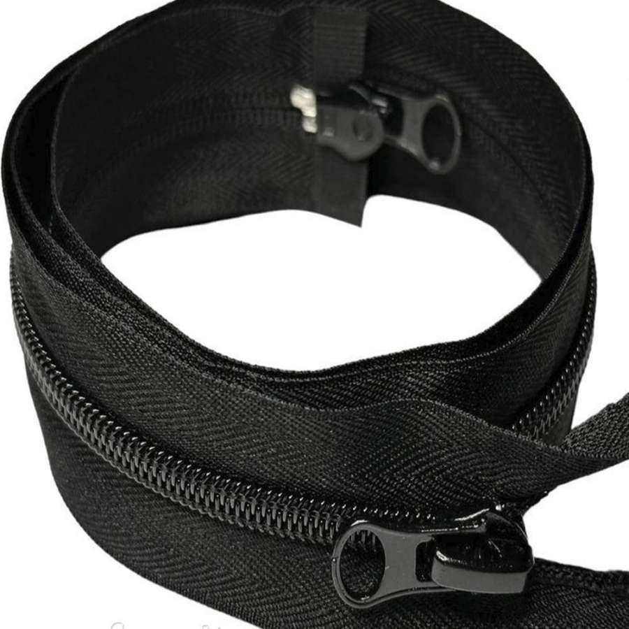 Молния спиральная М-85 №8 разъемная 2 бегунка черная