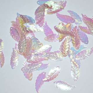 Пайетка хамелеон листик 28х10мм 25 г фиолетово-розовая