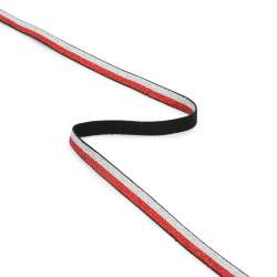 Стрічка еластична 10мм червона/срібляста з люрексом