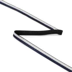 Стрічка еластична 10мм синя/срібляста з люрексом