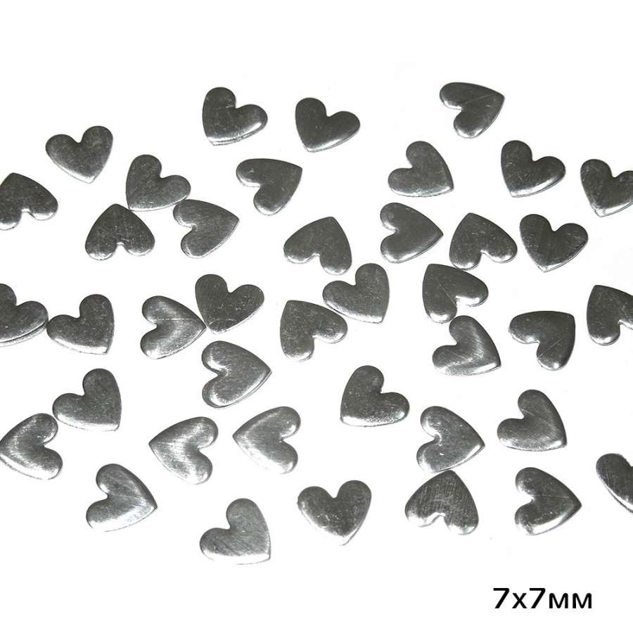 Термостразы металл сердце 7х7мм серебристые