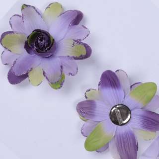 Брошь цветок сиренево-зеленый 11 см