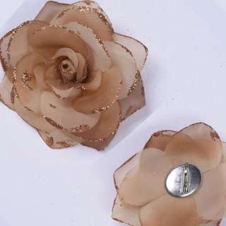 Брошь цветок бежевый 9 см