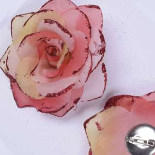 Брошь цветок красно-розовый 9 см