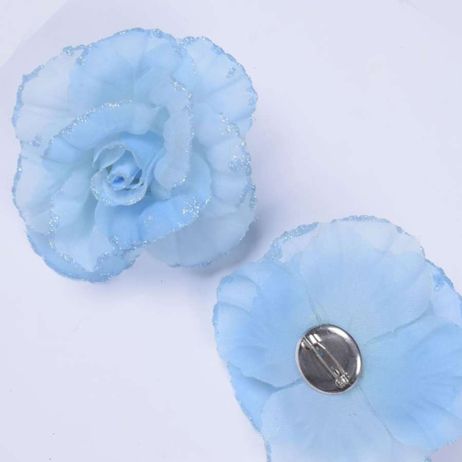Брошь цветок голубой 9 см