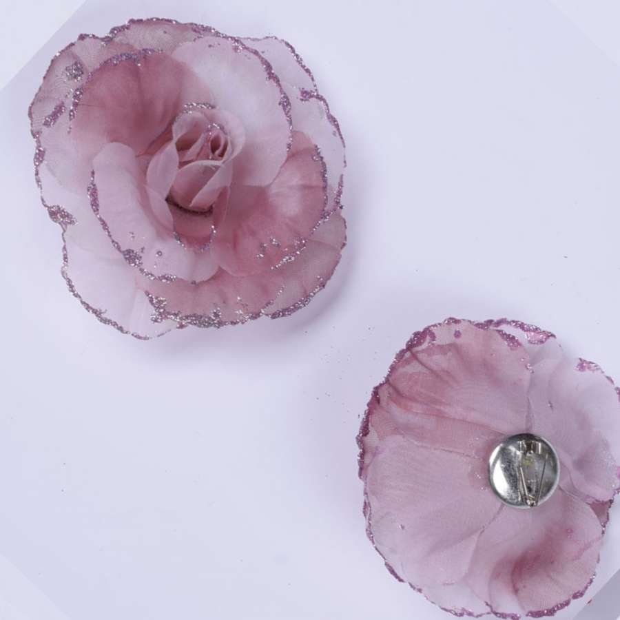 Брошь цветок сиренево-серый 10 см