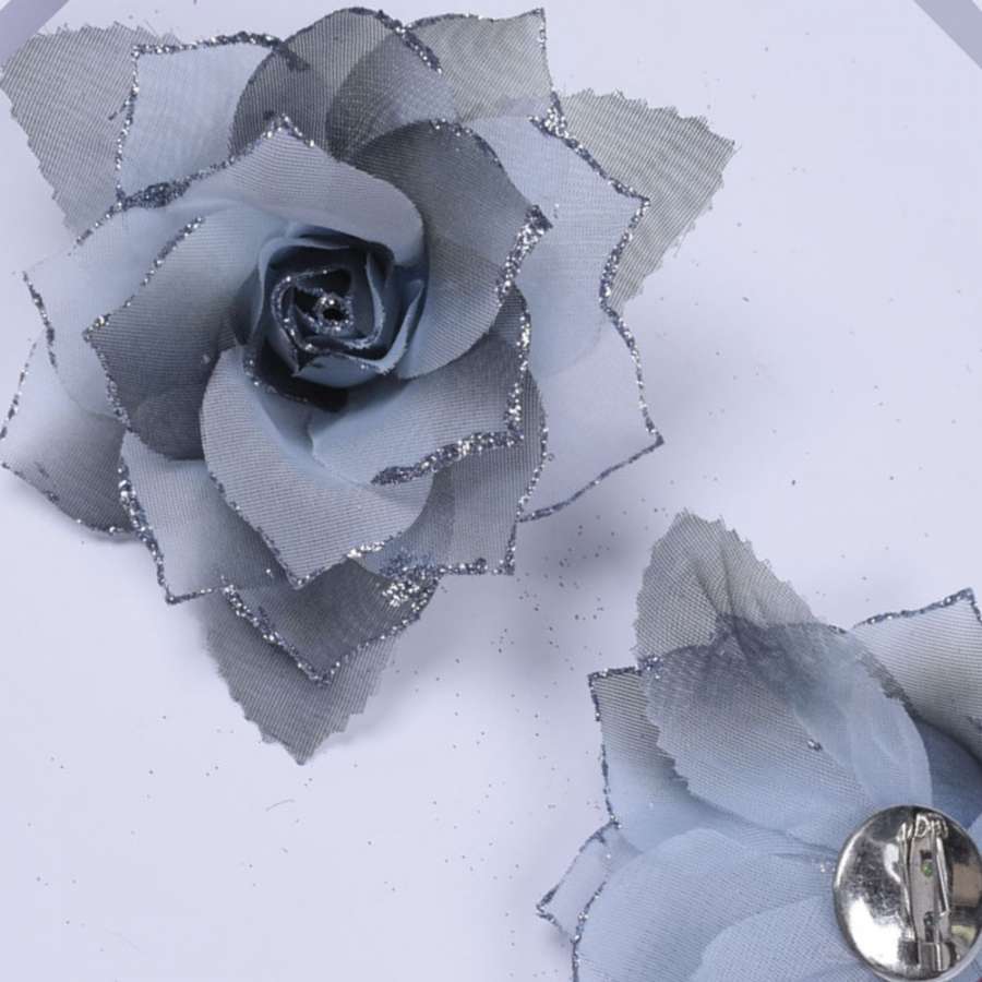 Брошь цветок серый 11 см