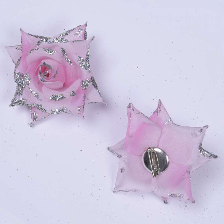 Брошь цветок розовый светлый 8 см