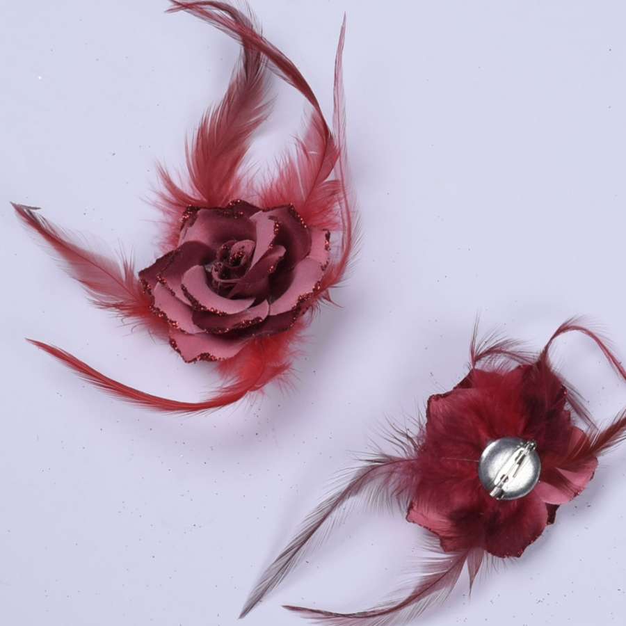 Брошь цветок бордовый 6 см