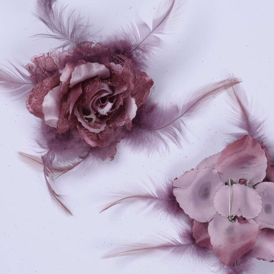 Брошь цветок фиолетово-коричневый 8 см