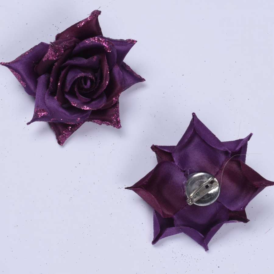 Брошь цветок фиолетовый темный 7 см
