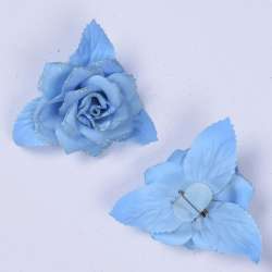 Брошь цветок голубой 11 см