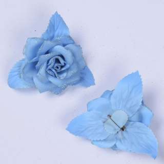 Брошь цветок голубой 11 см