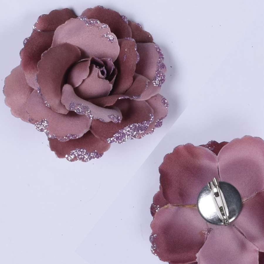 Брошь цветок коричнево-фиолетовый 7 см