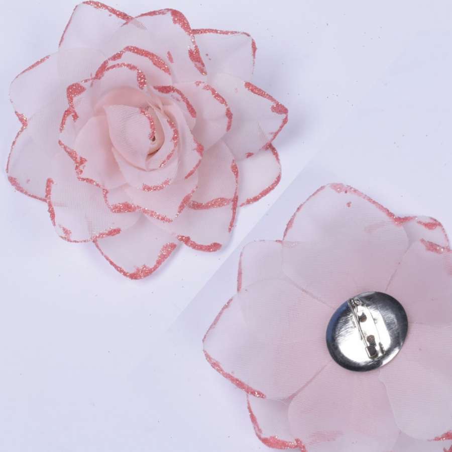 Брошь цветок розовый бледный 9 см