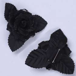 Брошь цветок черный 9 см