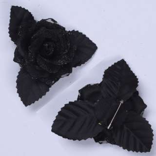 Брошь цветок черный 9 см