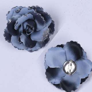 Брошь цветок серый 7 см