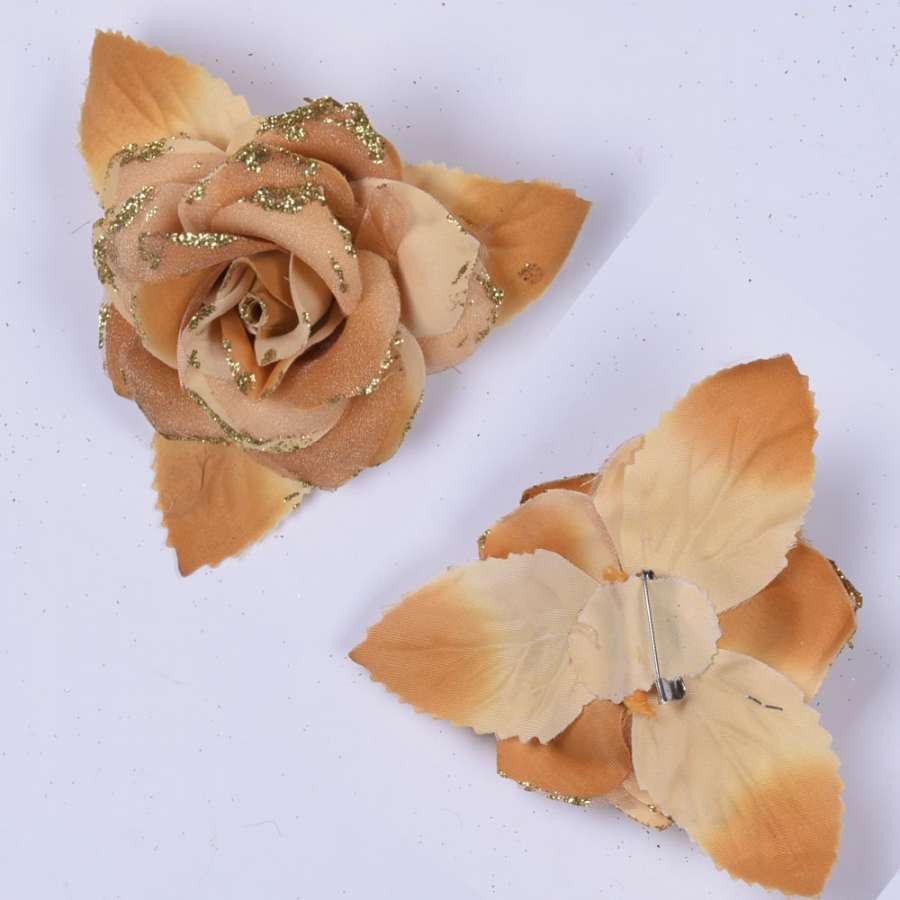 Брошь цветок бежевый 11 см