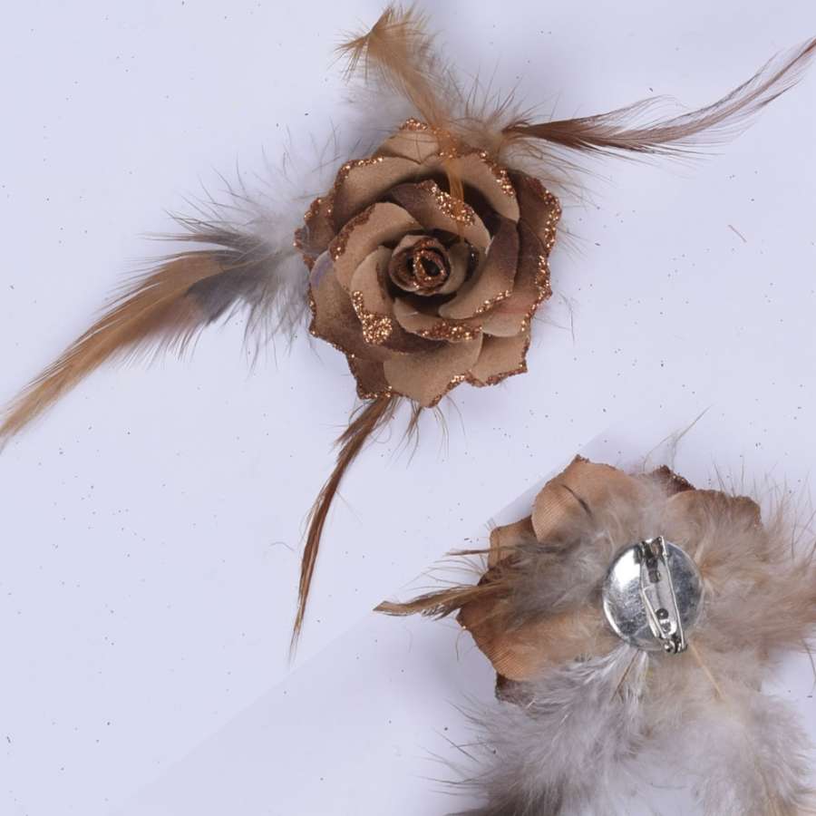 Брошь цветок коричневый 6 см