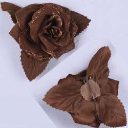 Брошь цветок коричневый 11 см
