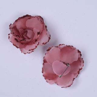 Брошь цветок бордовый 7см