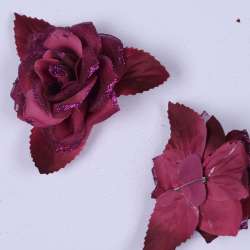 Брошь цветок бордовый 11 см