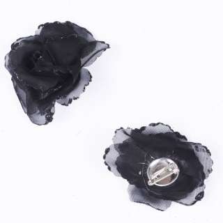 Брошь цветок черный 7 см