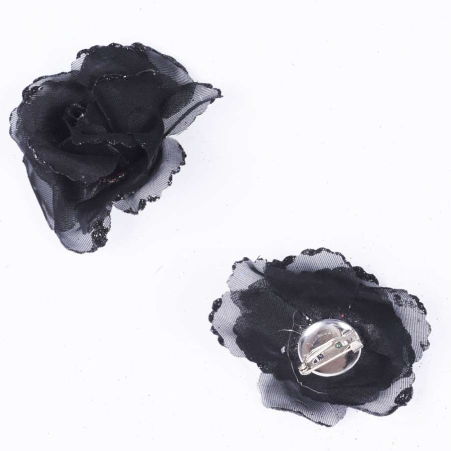 Брошь цветок черный 7 см