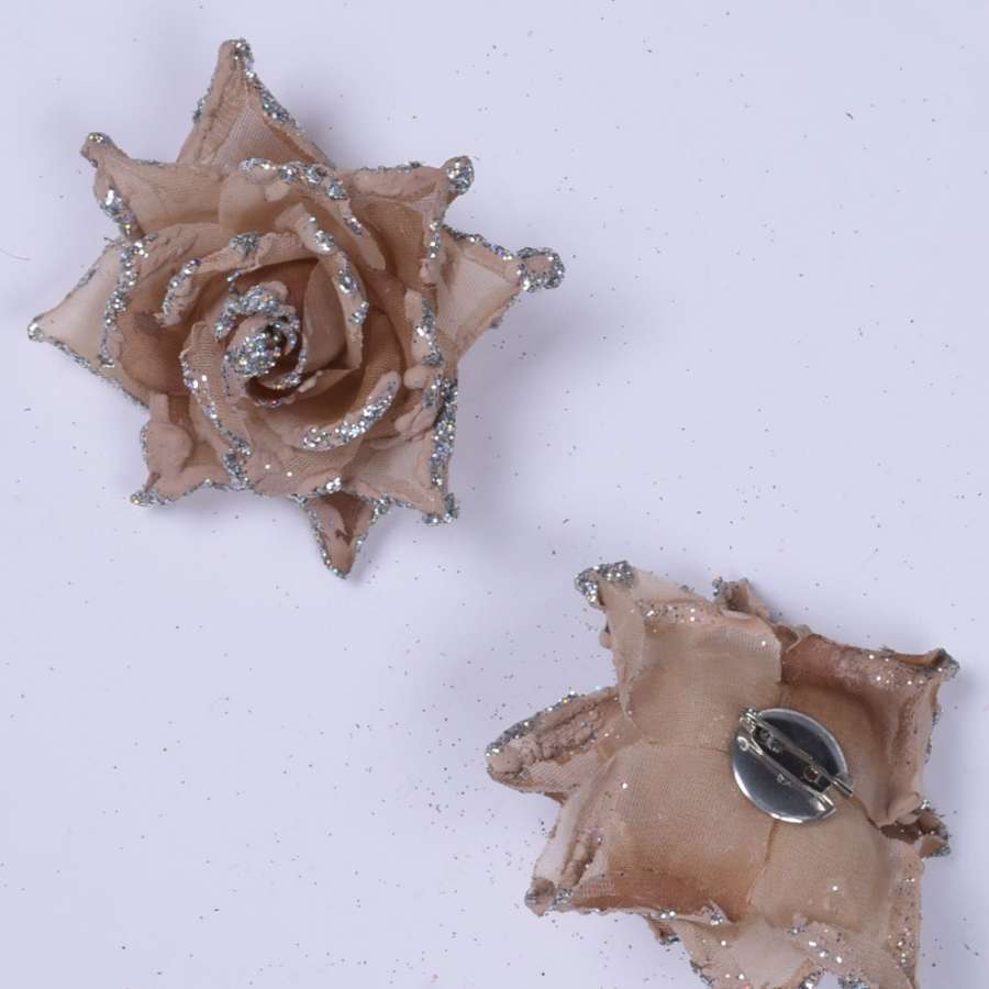 Брошь цветок бежевый 7 см