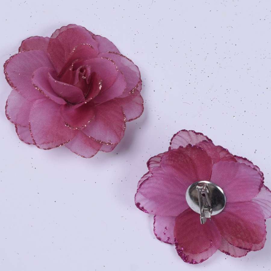 Брошь цветок малиновый 9 см