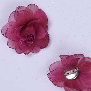 Брошь цветок малиновый 7 см