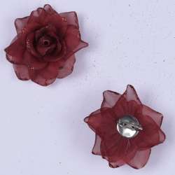Брошь цветок бордовый 6см