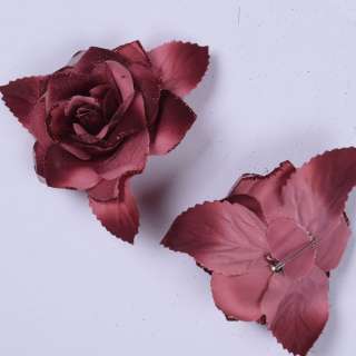 Брошь цветок бордовый 11 см