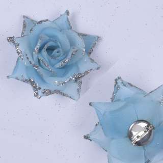 Брошь цветок голубой 7см