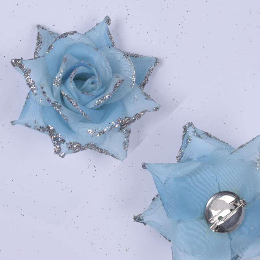 Брошь цветок голубой 7см