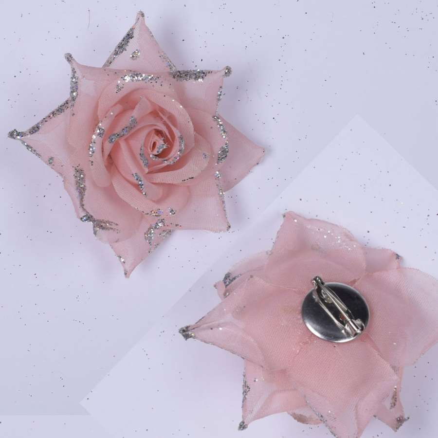 Брошь цветок розовый светлый 7см