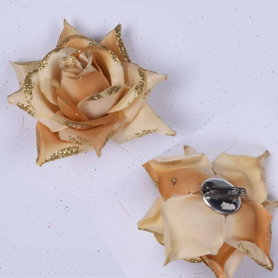 Брошь цветок бежевый 7см