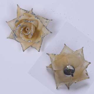 Брошь цветок кремовый 7см