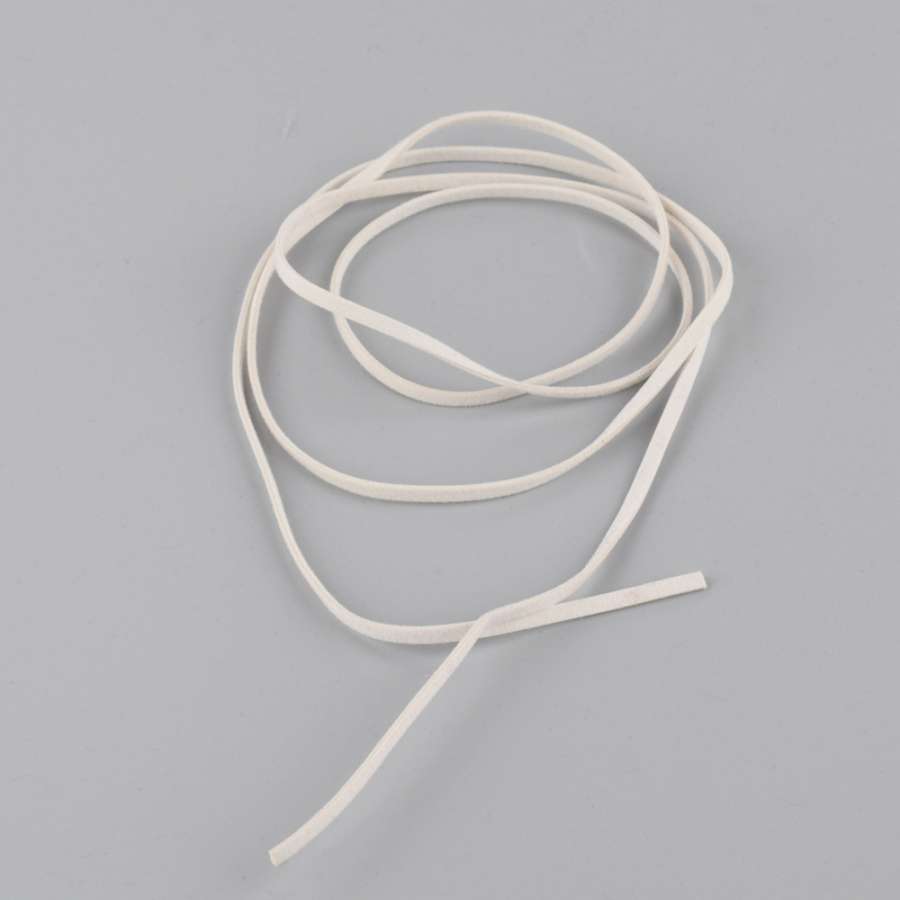 Шнур замша-флок білий (1шт / 1м) ширина 3 мм, товщина 0,6 мм