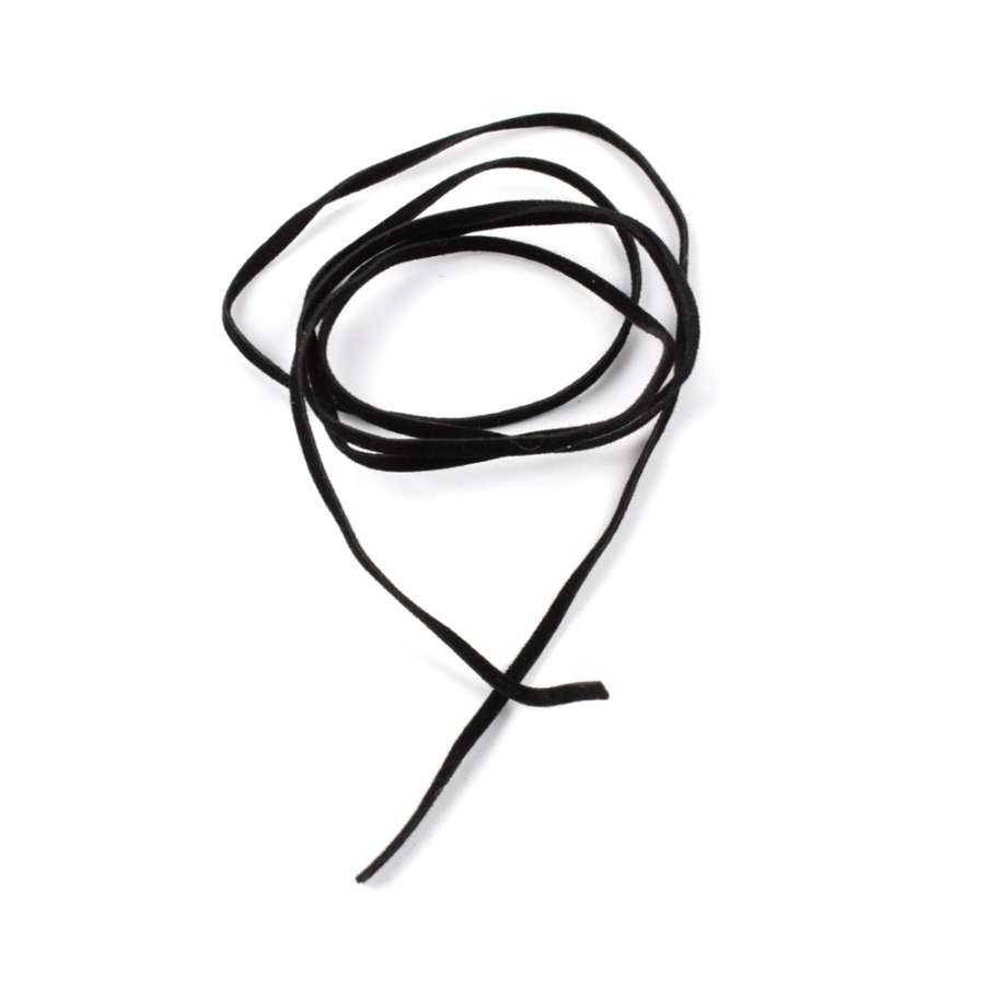 Шнур замша-флок чорний (1шт / 1м) ширина 3 мм, товщина 0,6 мм