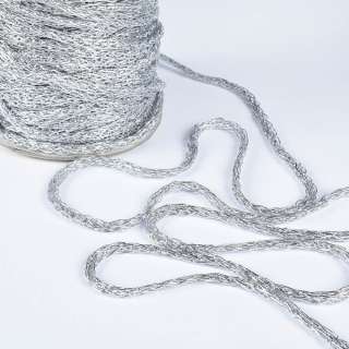 Шнур люрекс плетеный 8мм серебристый