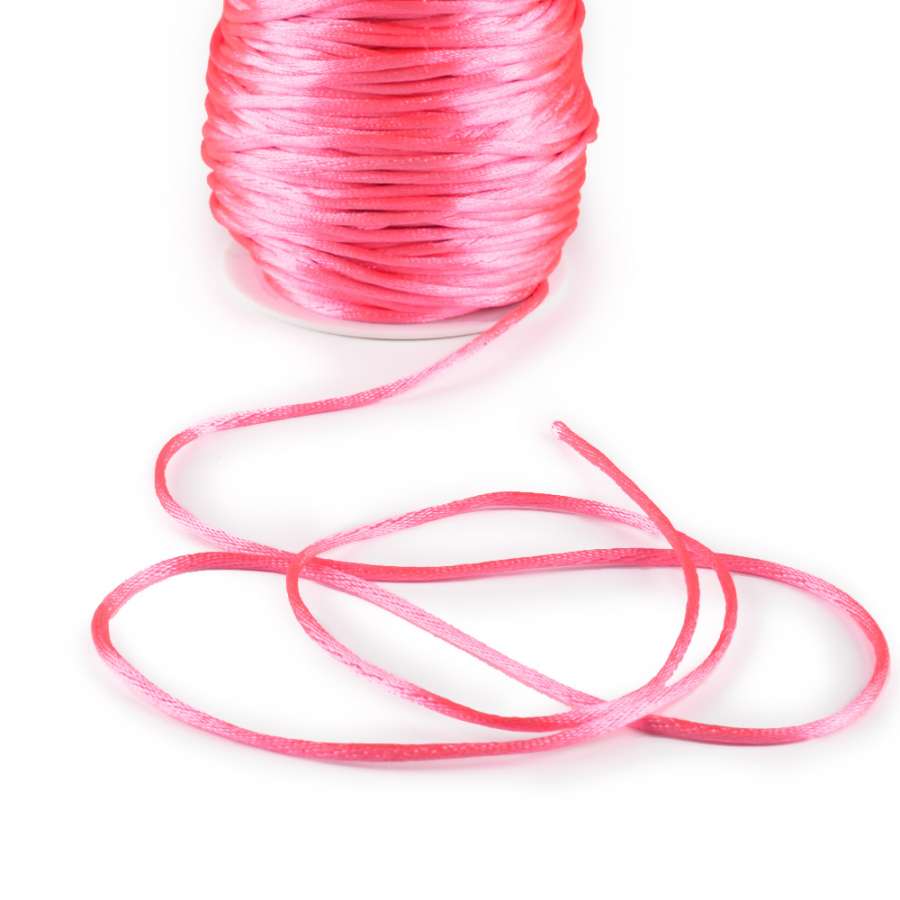 Шнур-сутаж атласний круглий рожевий неон