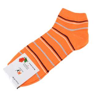 Носки оранжевые в коричнево-белую + серую полоску (1пара)