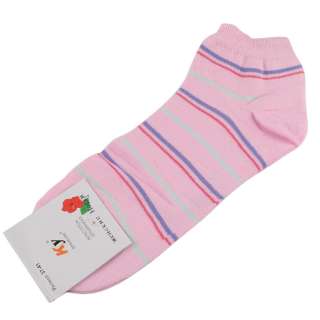 Носки розовые светлые в сиренево-красную полоску (1пара)