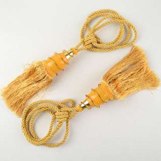 Кисти подхваты для штор верх со спиралью золотистой 2 кисти 27 см золотисто-желтые