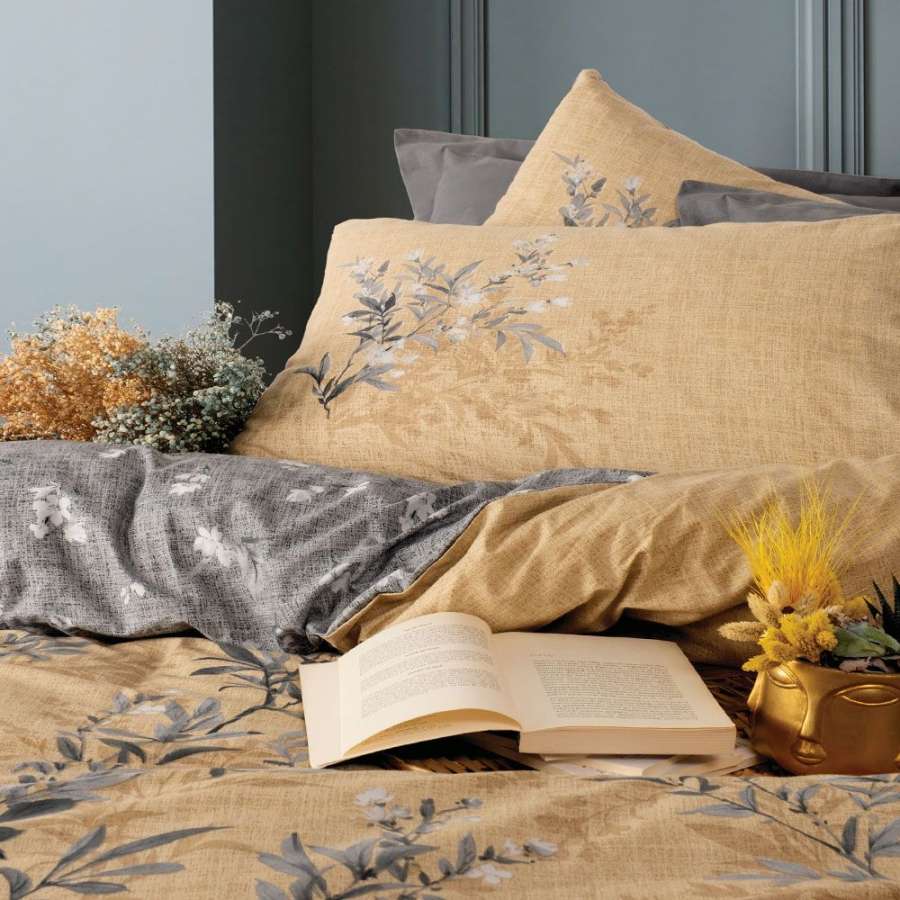 Комплект постільної білизни Cotton box Ранфорс Modeline Vera сірий Євро 200x220см (1761-611)