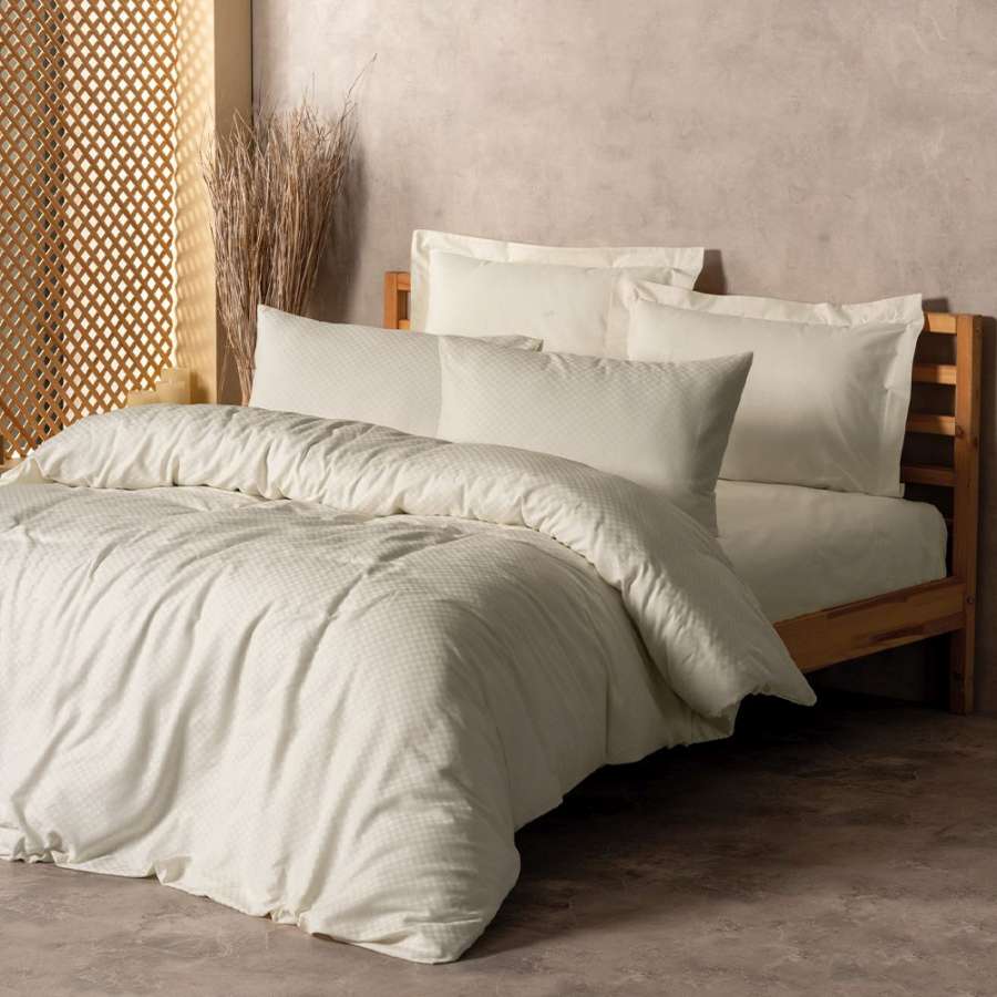 Комплект постельного белья Cotton box Ранфорс Plaid Krem Евро 200x220см (1847-190/041)