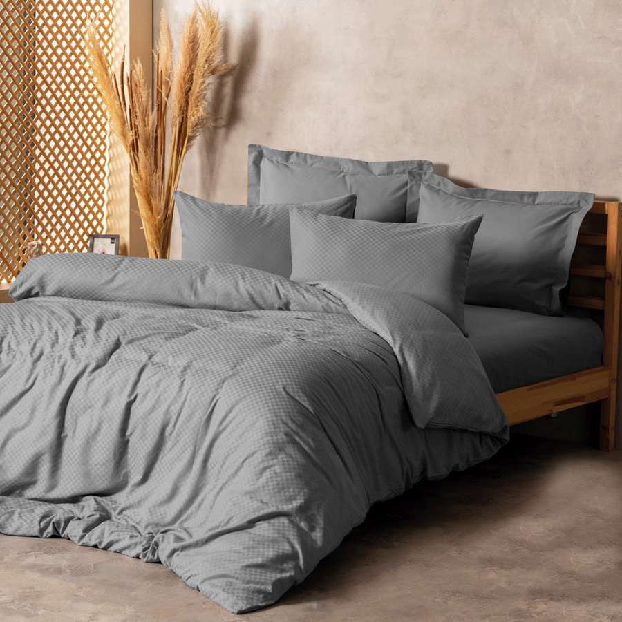 Комплект постельного белья Cotton box Ранфорс Plaid Gri Евро 200x220см (1847-190/027)